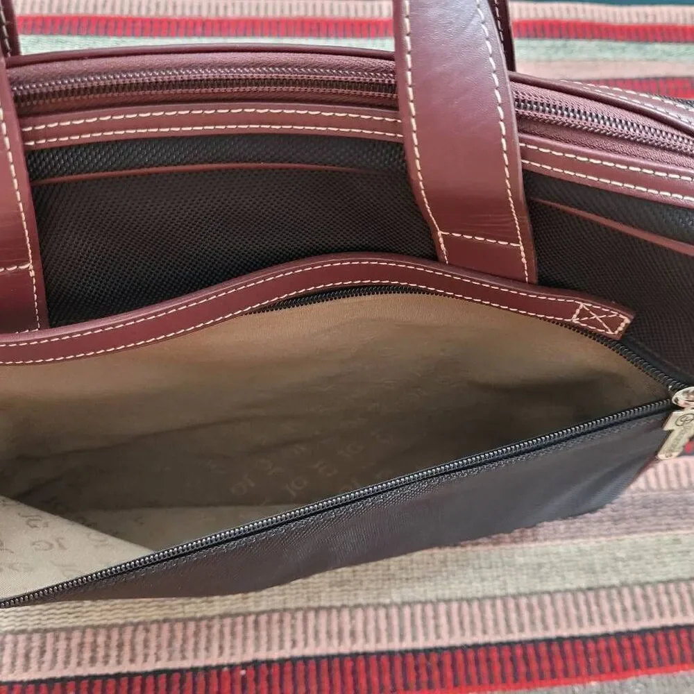 Jack Georges Black Brown Canvas Leather Messenger Laptop Bag Carry On Simple‎